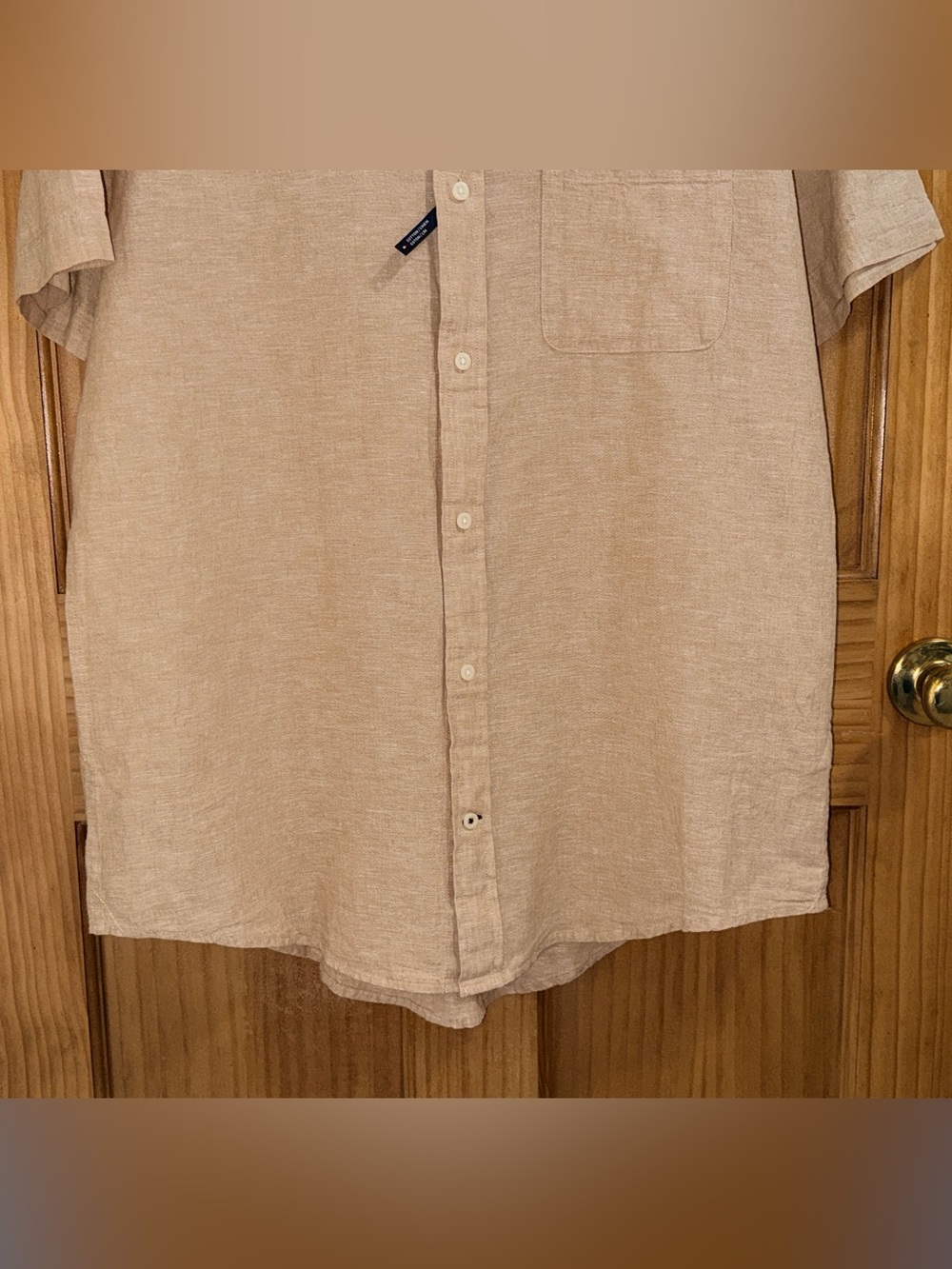 NWOT Tommy Hilfiger Beige Short Sleeve Button-Down Linen-Blend Shirt-XL-EC - Picture 5 of 11